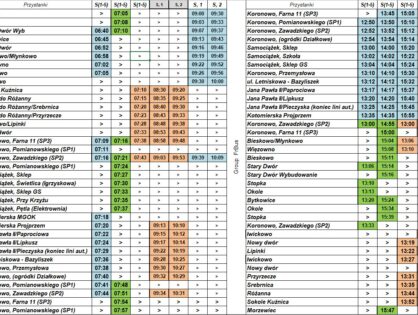Rozkład dowozów dzieci obowiązujący od 18 września 2023